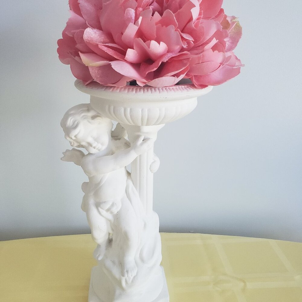 Angel Cherub Pedestal Sculpture – Elegant Display for Flowers or Jewelry - $30